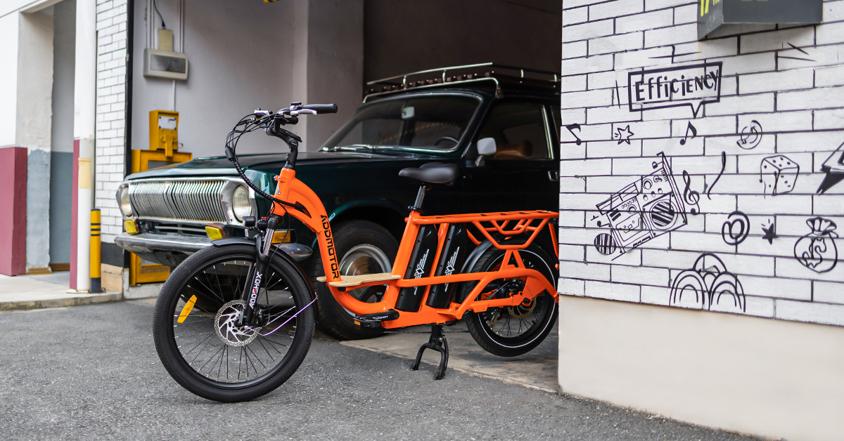 Graoopro Dual Battery Electric Cargo Bike 2024 Best Electric Bike Orange 