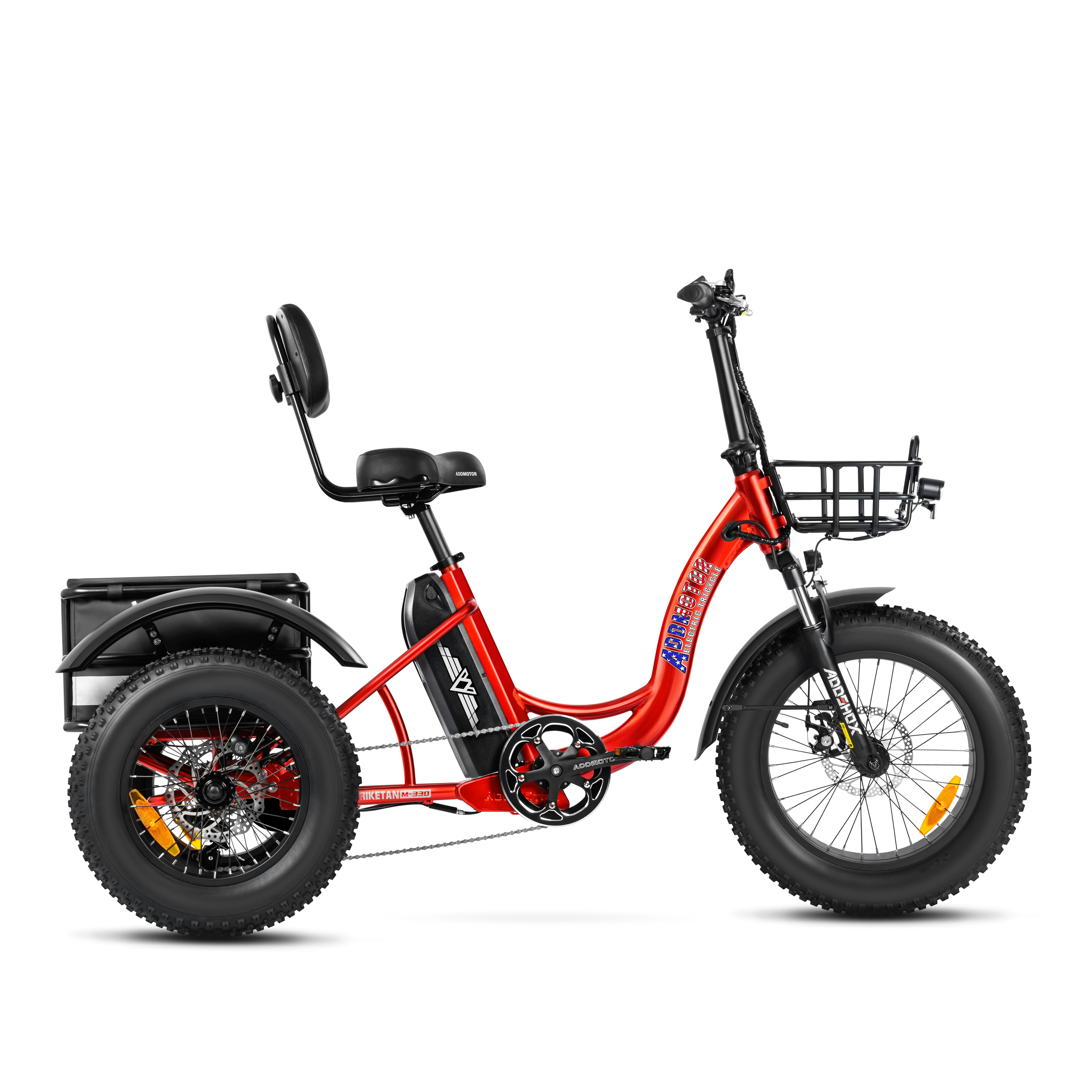 Addmotor Triketan M-330 II MINI 2024 Electric Trike with 750W Rear Drive Motor Fat Tire Electric Tricycle for All Terrains - Candy Red