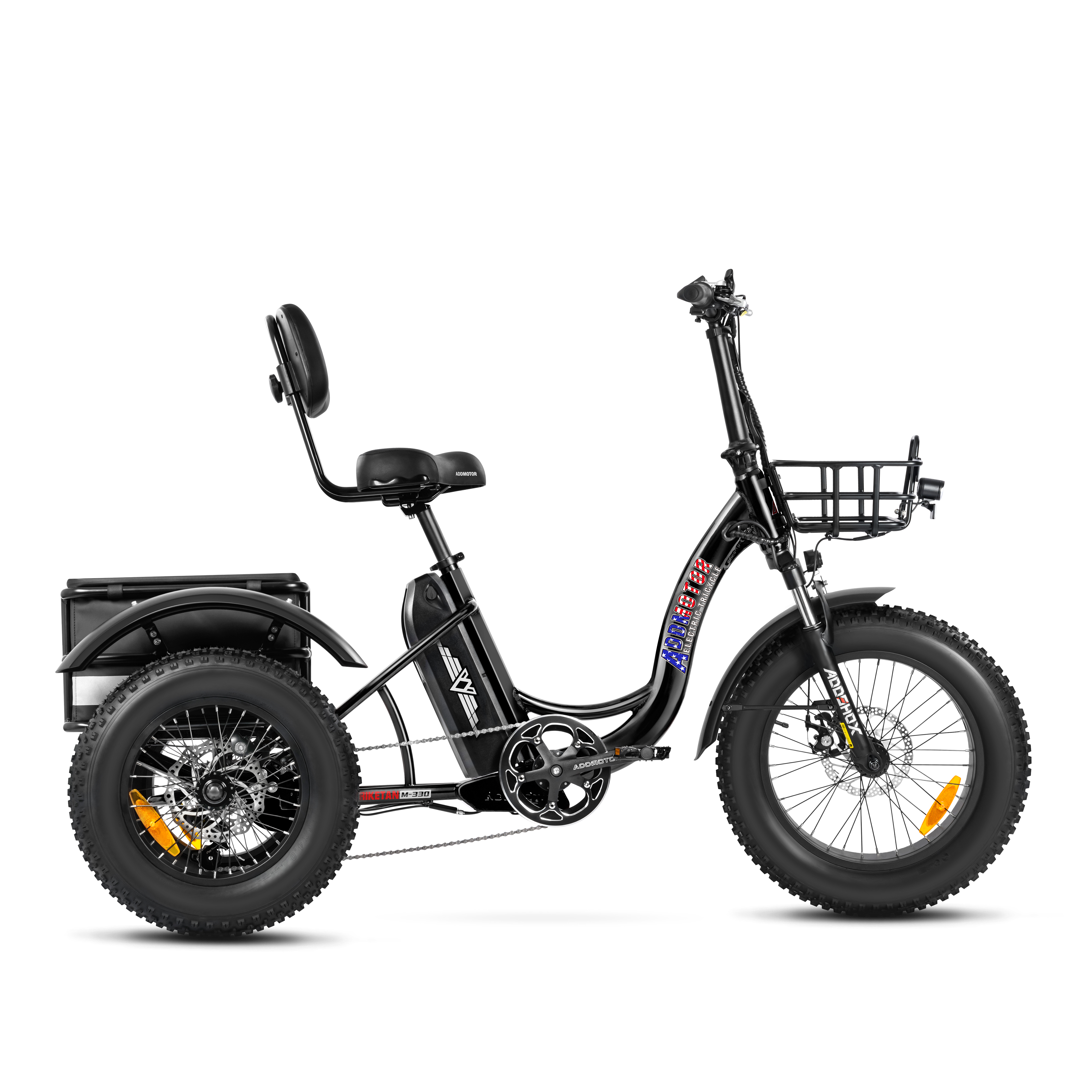 Addmotor Triketan II M-330 MINI 2024 Electric Trike with 750W Rear Drive Motor Fat Tire Electric Tricycle for All Terrains - Black
