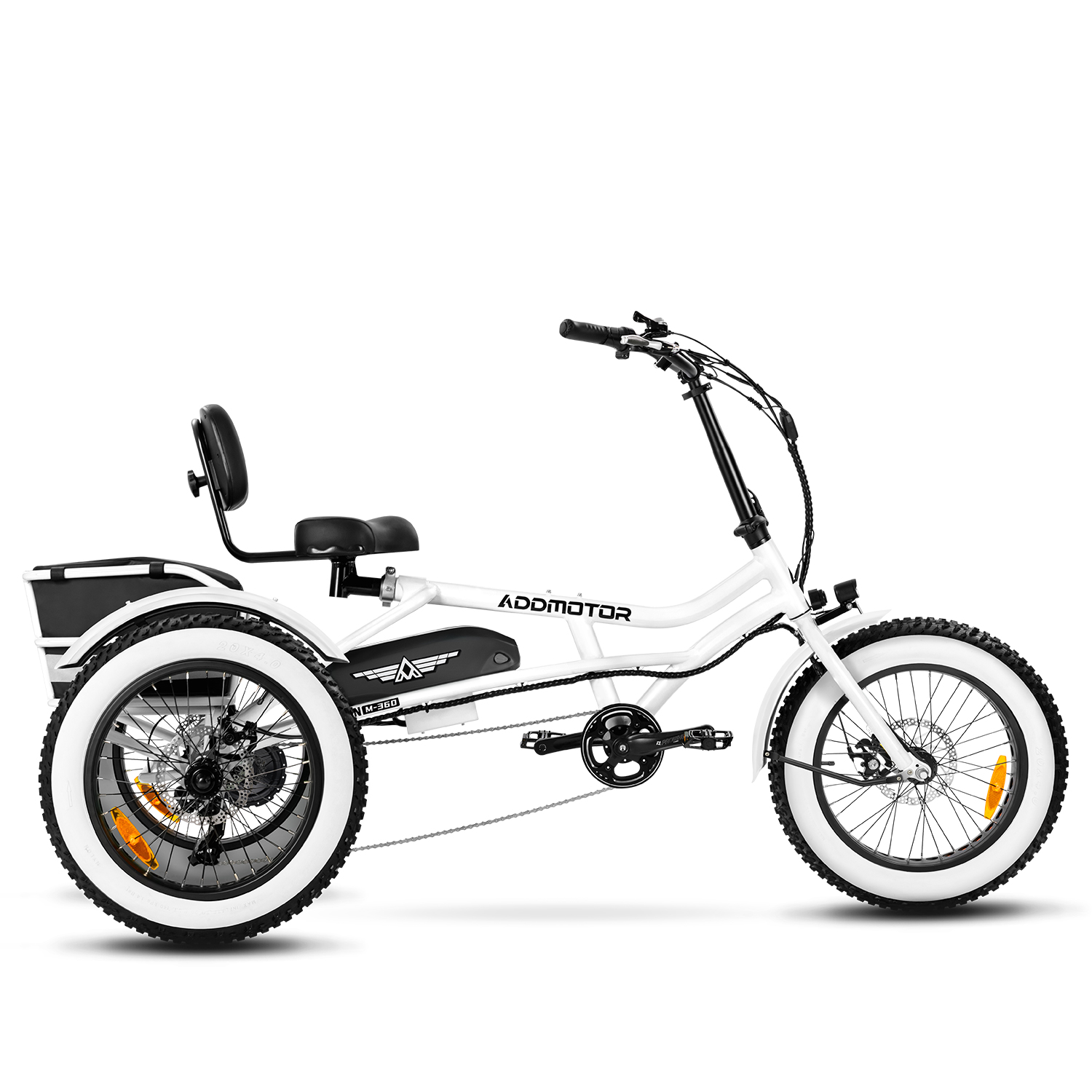 Addmotor Trike Arisetan II M-360 Semi-Recumbent Electric Trike with 750W Rear-Mounted Motor, 48V*20AH, Up to 85+ Miles, Pearl White
