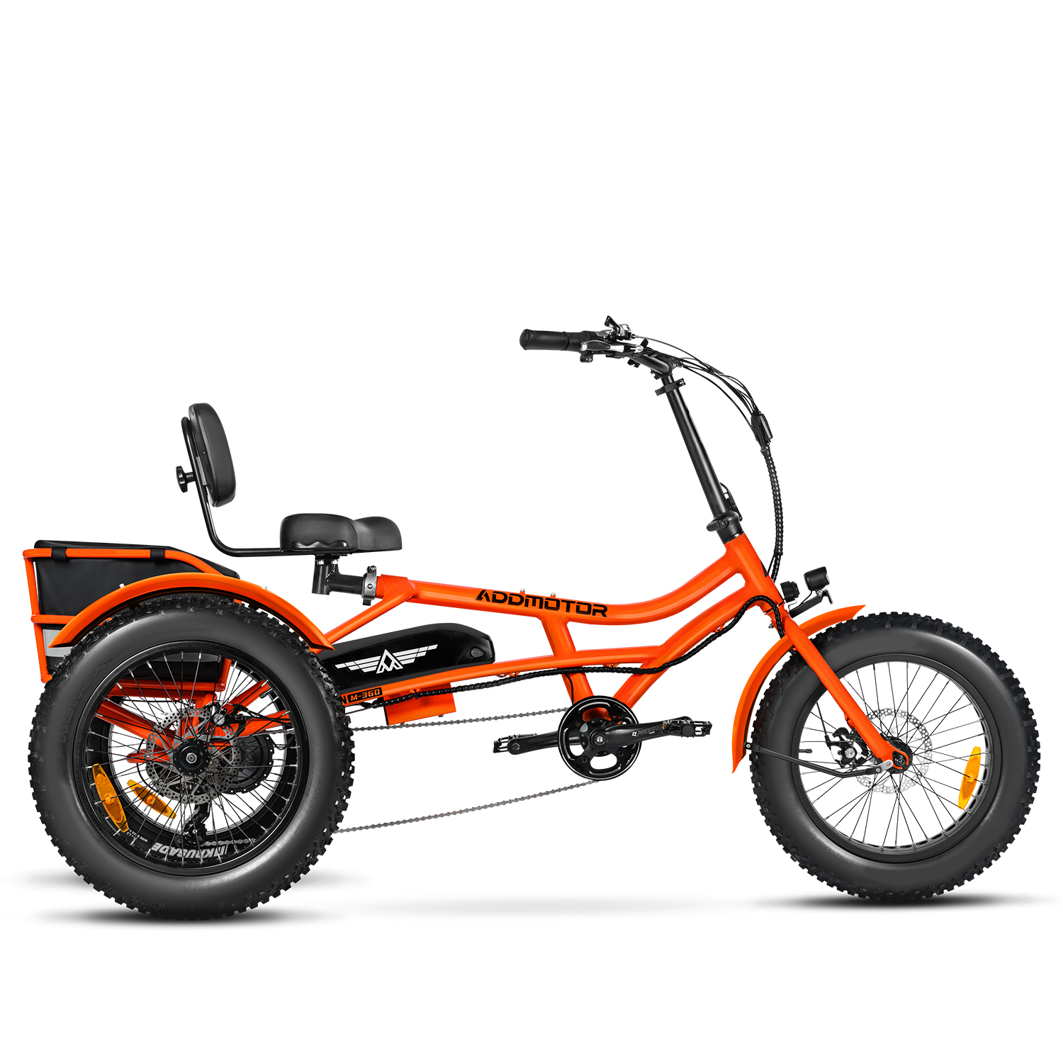 Addmotor Arisetan M-360 | Adult Semi-recumbent Electric Tricycle | Best Affordable Electric Trike with 750W Bafang Rear-Mounted Motor | Orange