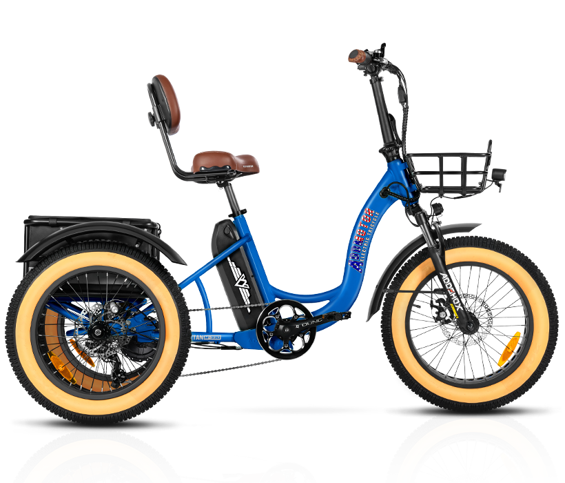 Triketan M-330 II etrike on display in neptune blue color