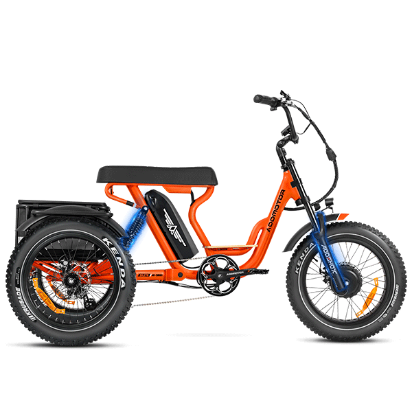 gif of full suspension of soletri electric trike