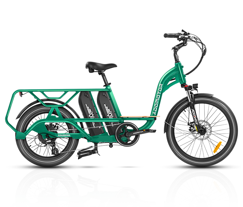 green Step-thru Fat Tire Electric Cargo Bike GRAOOTAN