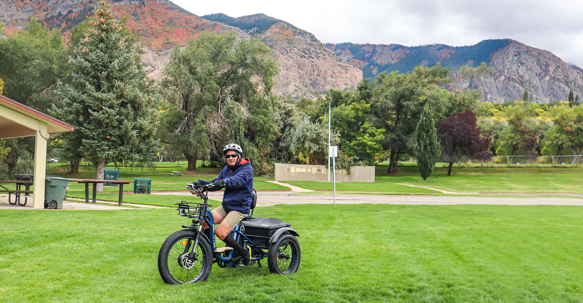 grandtan 3 wheel electric bike for adults on grasses