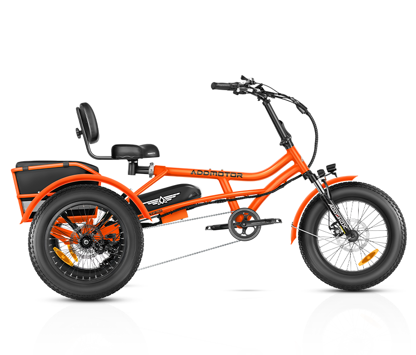 color display of orange arisetan II M-360 2024 electric trike