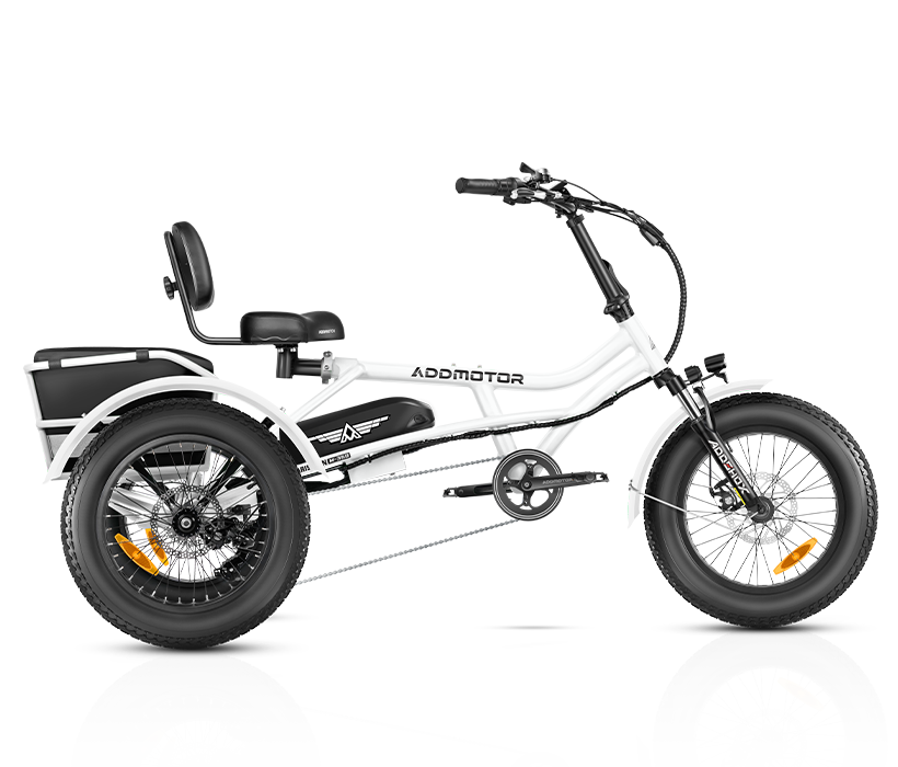 color display of pearl white arisetan II M-360 2024 electric trike