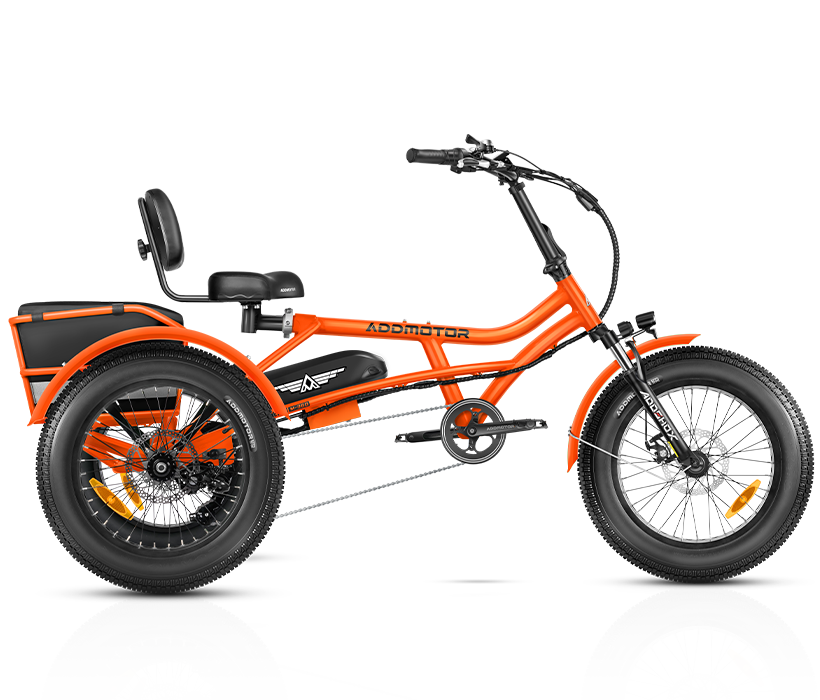 color display of orange arisetan II M-360 2024 electric trike