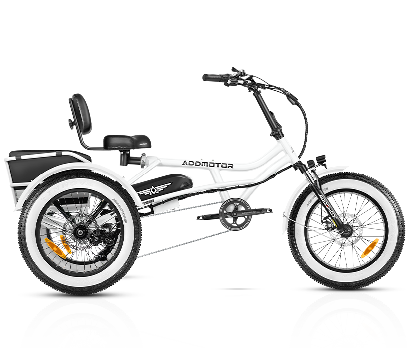 color display of pearl white arisetan II M-360 2024 electric trike