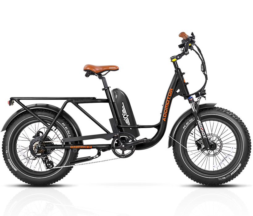 black color Step-thru 750W Fat Tire Electric Cargo Bike GAROOTAN