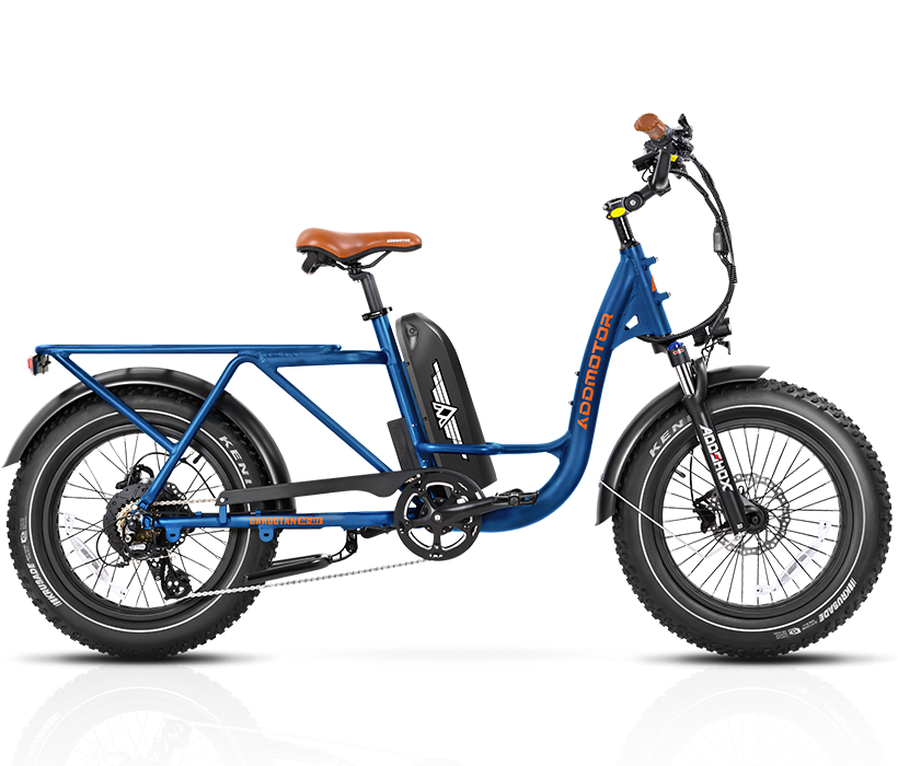 blue m-81 Step-thru Fat Tire Electric Cargo Bike GAROOTAN