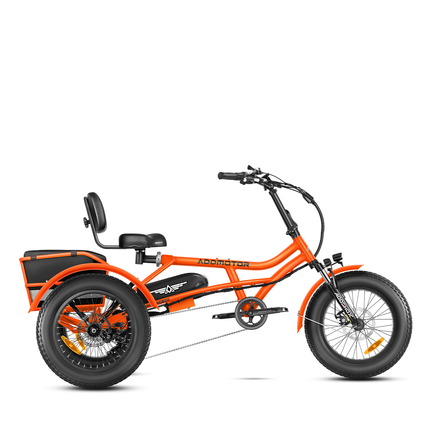 Addmotor Arisetan M-360 Mini Trike | Adult Semi-recumbent Electric Trike | Best Affordable Electric Tricycle with 750W Rear Motor | Orange