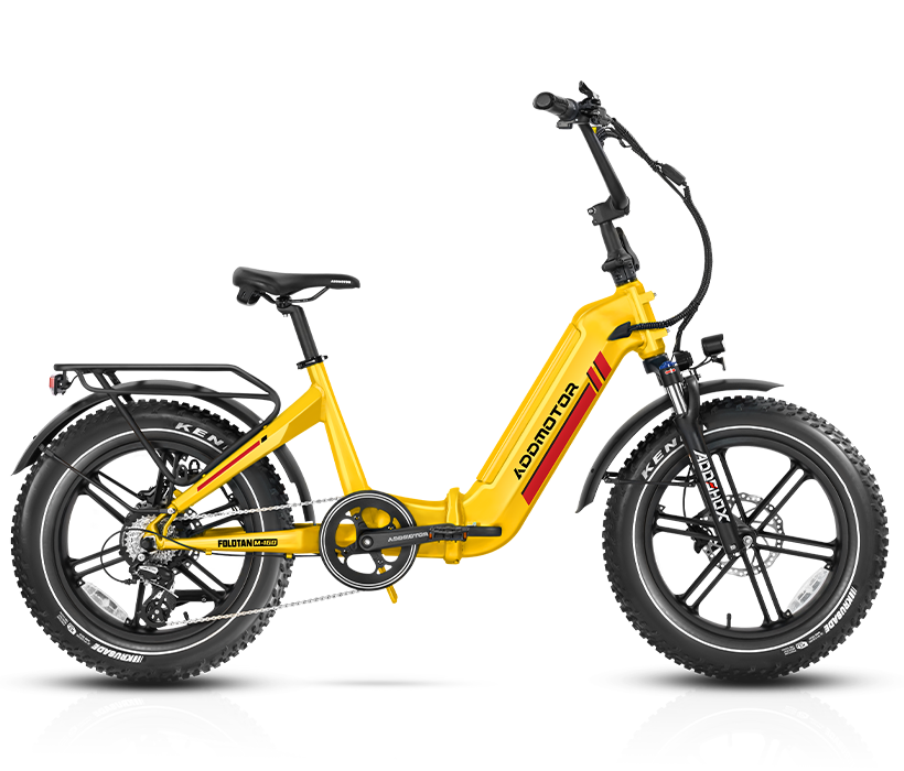 yellow M-160 folding electric bike