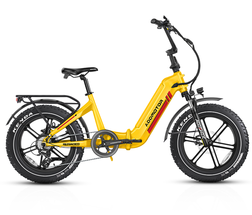yellow M-160 folding electric bike
