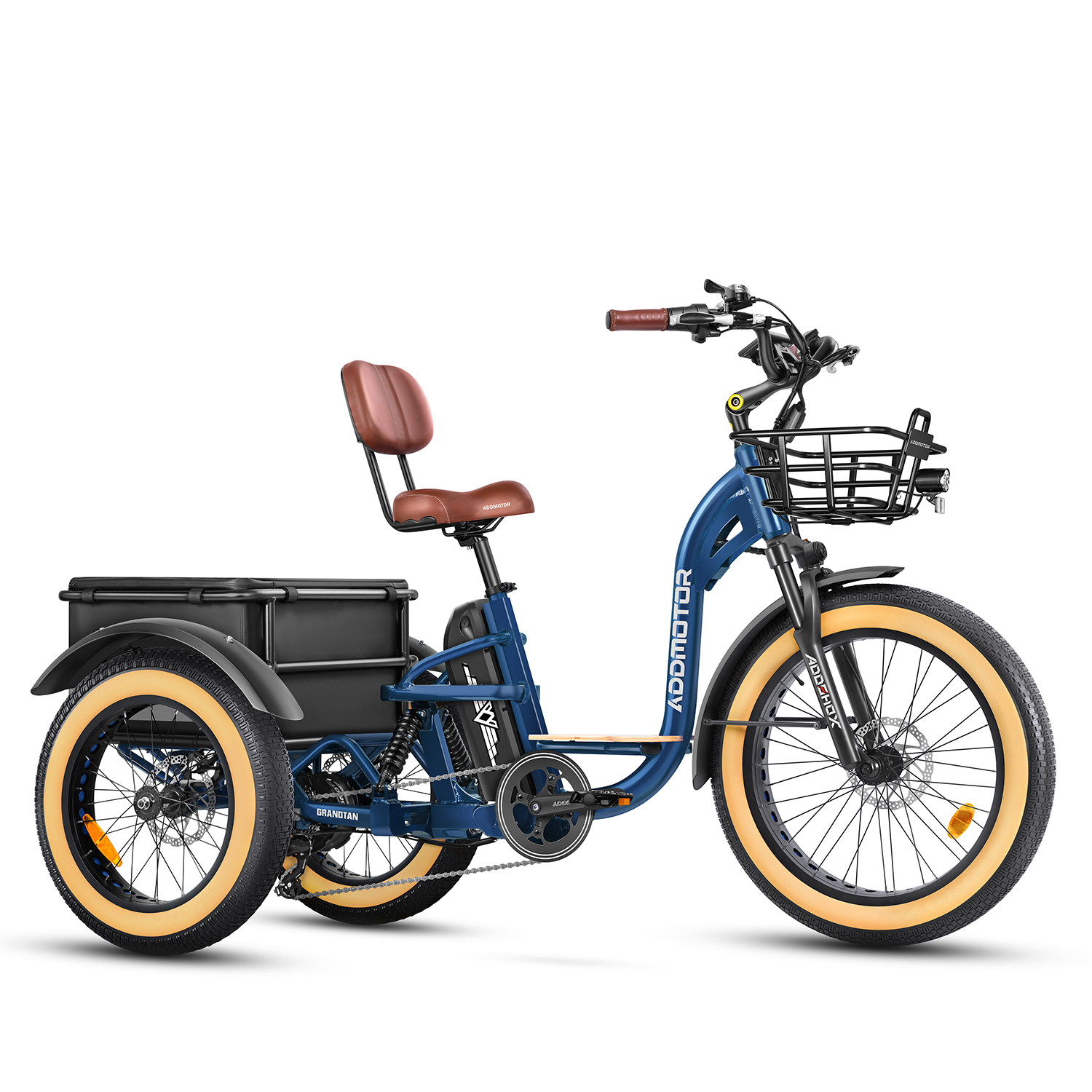 Addmotor Grandtan X Electric Trike | Full Suspension System & 750W Rear Motor | Fat Tire Electric Tricycle for Seniors | Neptune Blue