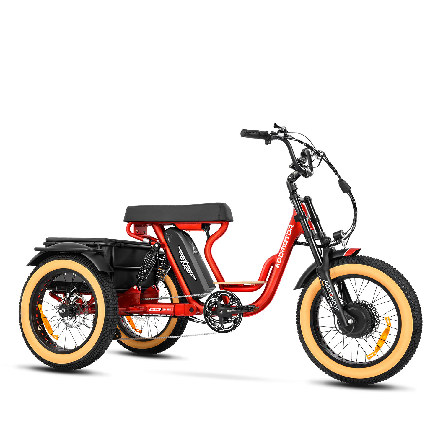 Soletri M-366X Electric Tricycle for 2 Adults in Red