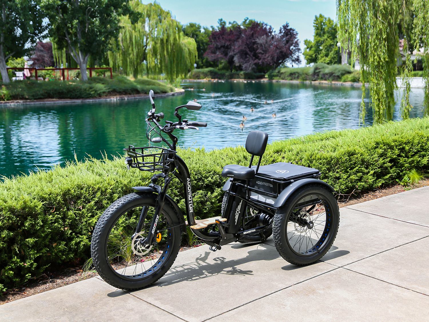 Grandtan step-thru electric trike in dark blue