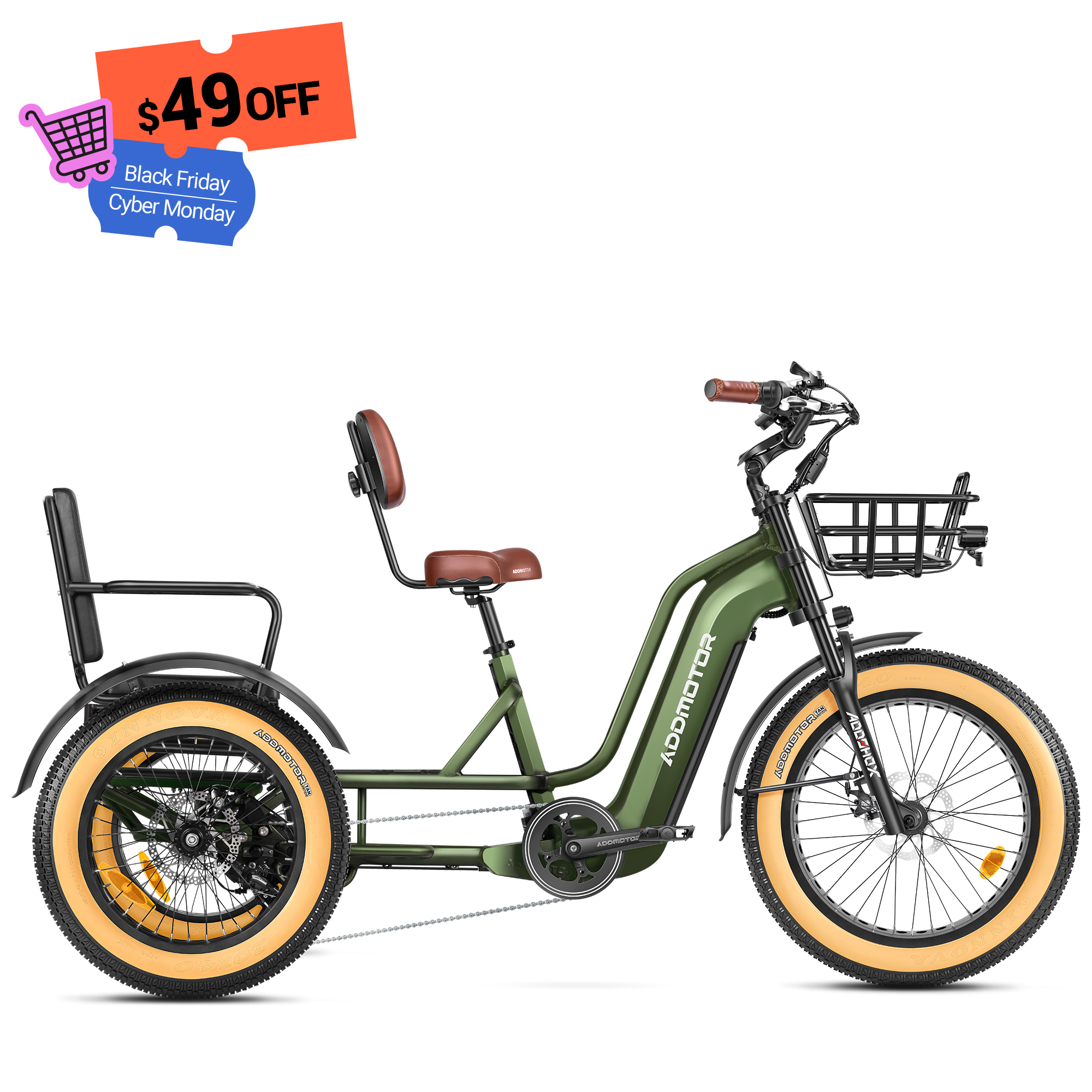 Dual Battery Electric Trike with Passenger Seat GREATTAN L