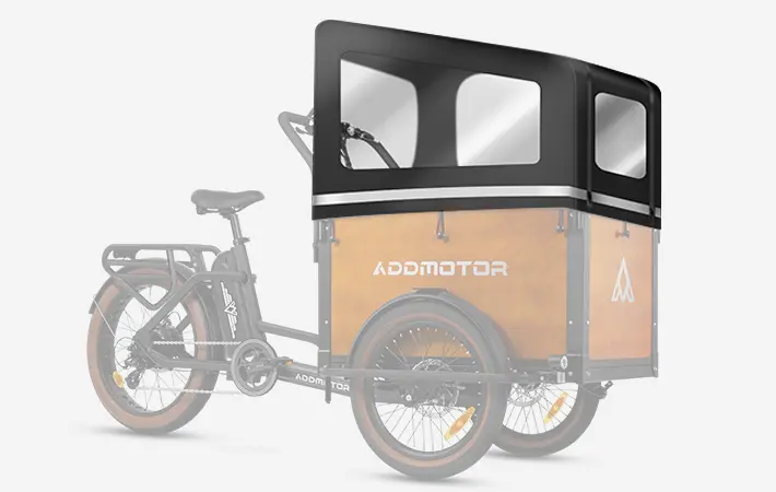 E-325 electric cargo bike with rain canopy