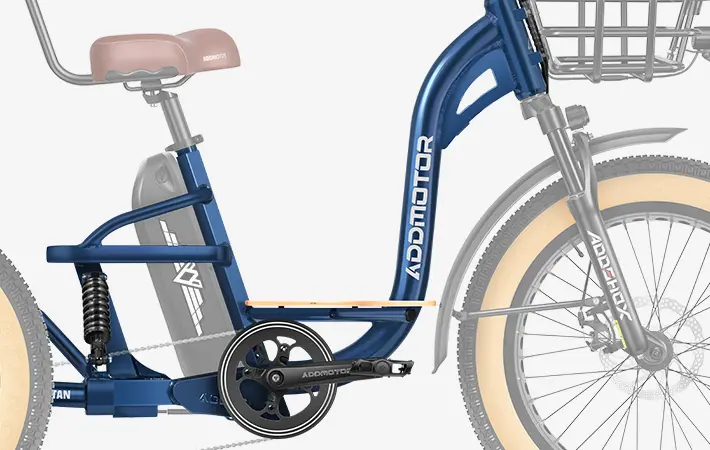 GRANDTAN X Electric Tricycle's swan-like step-through frame