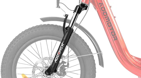 addmotor trike with 80mm front suspension fork on the fat tire front wheel