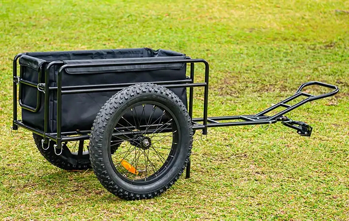 addmotor fat tire trailer with liner on the grass