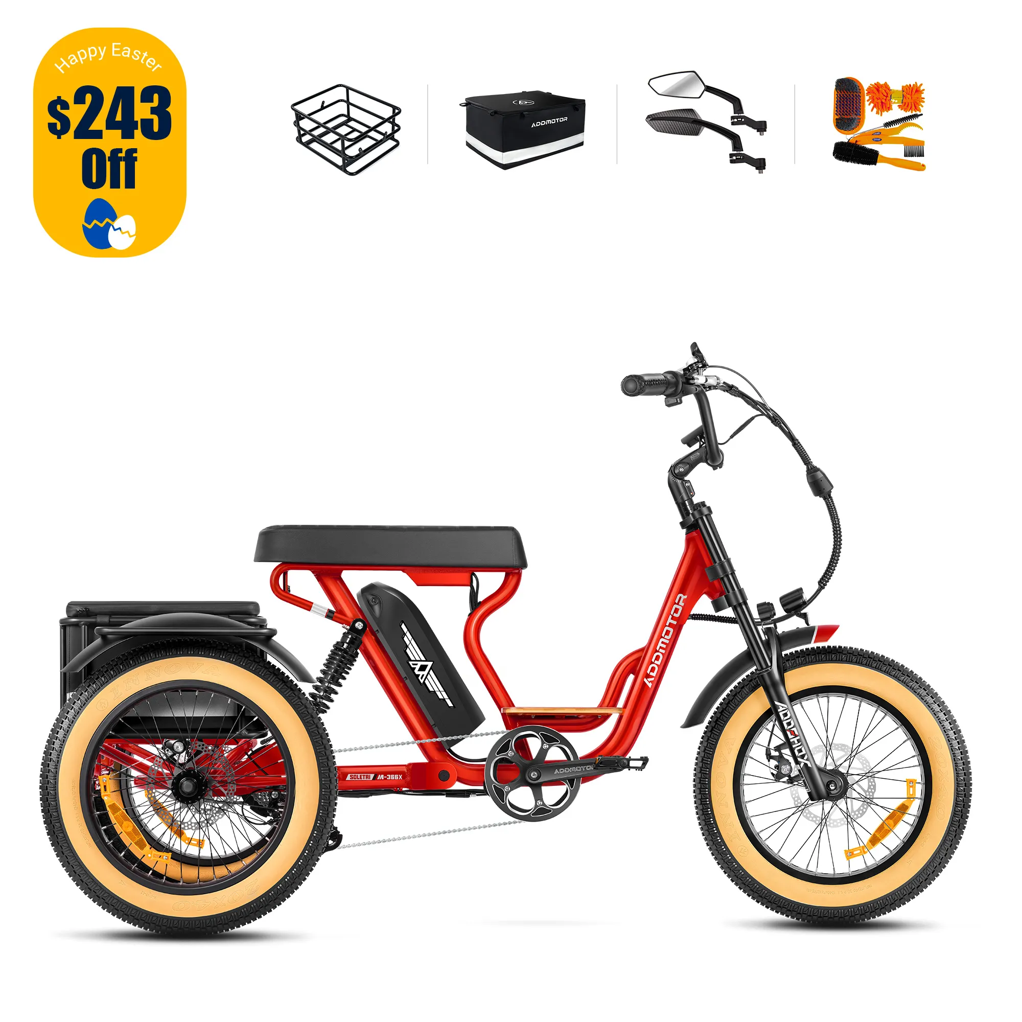 Addmotor HEROTRI M-365X Adult Electric Trike | Banana Seat Trike