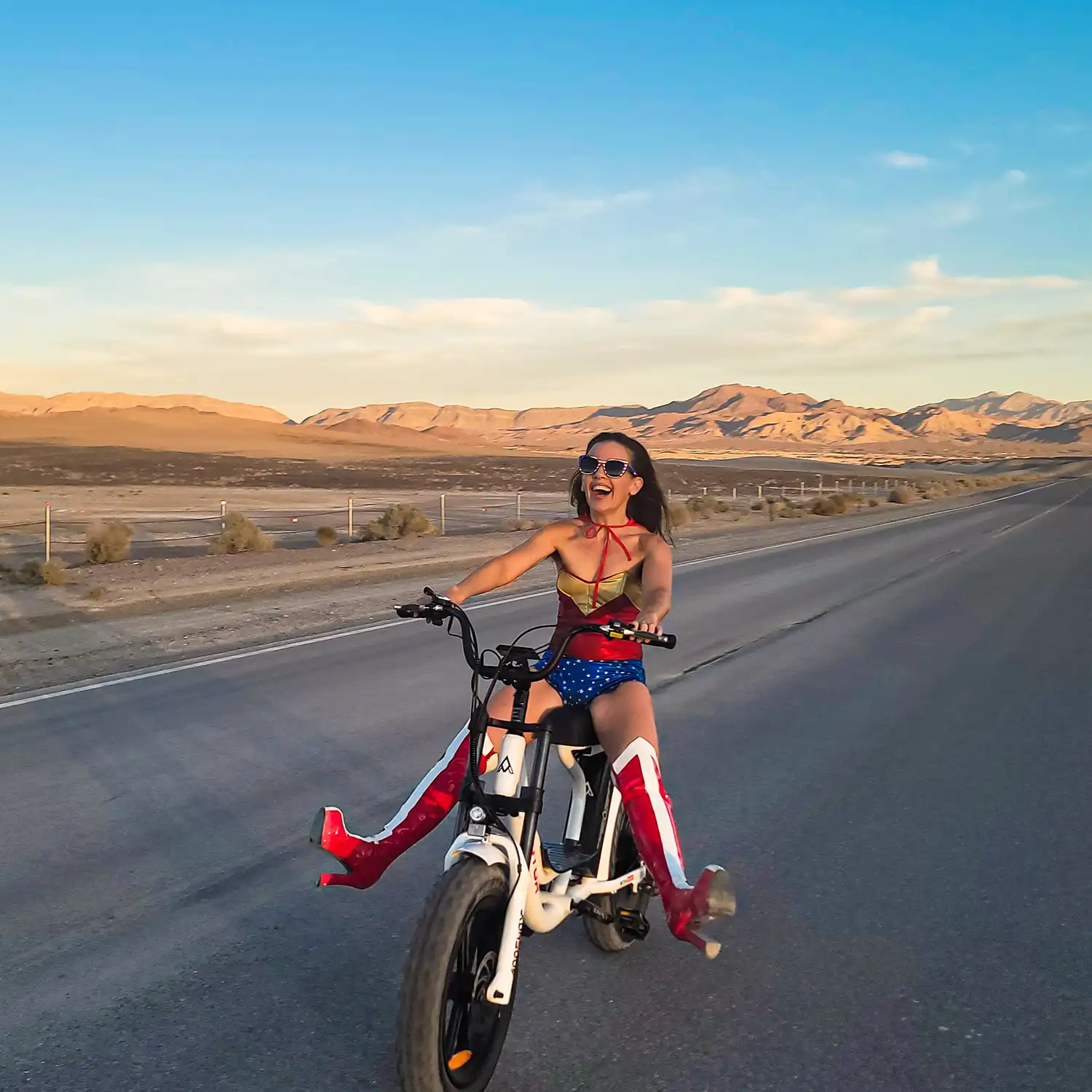 Riding Addmotor M-66x ebike happily outdoor