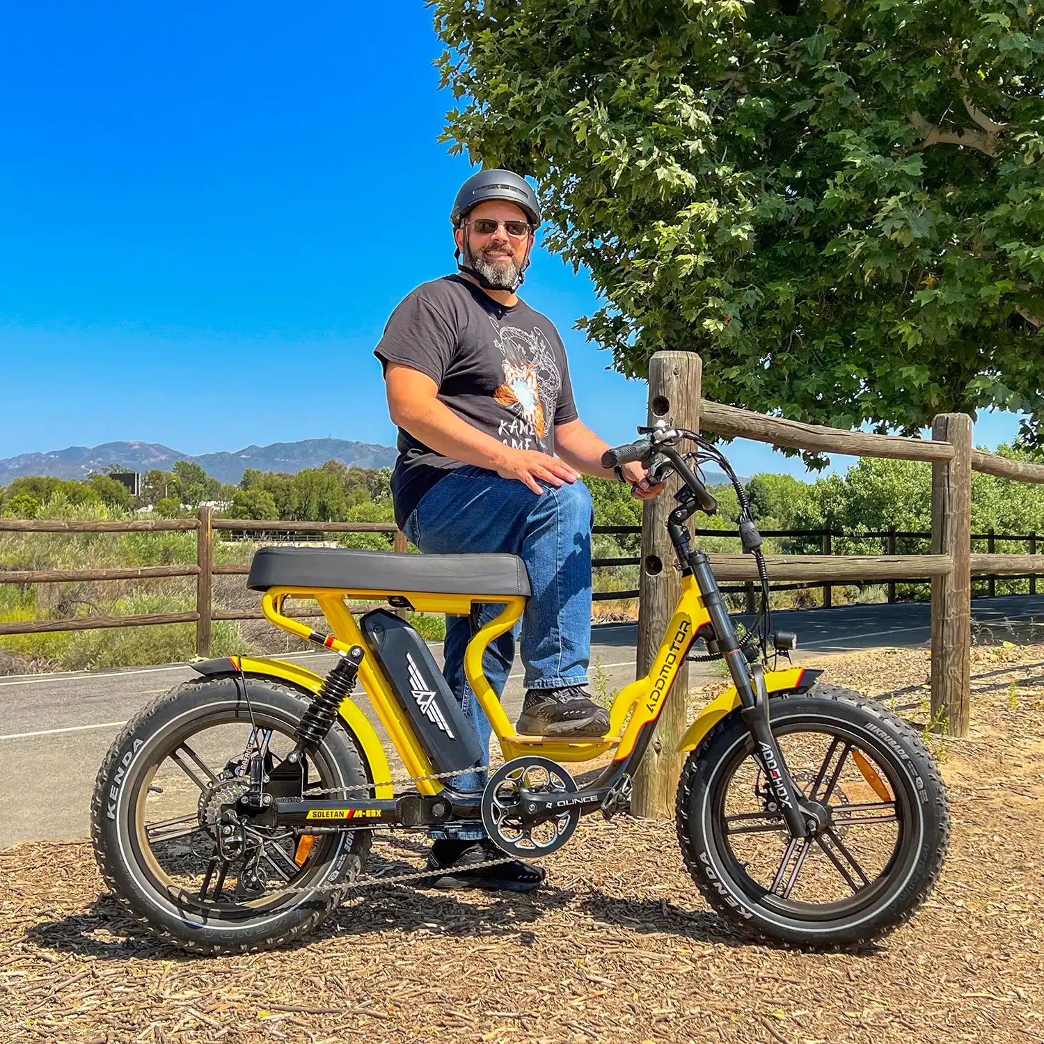 A man is riding on Addmotor M-66X
