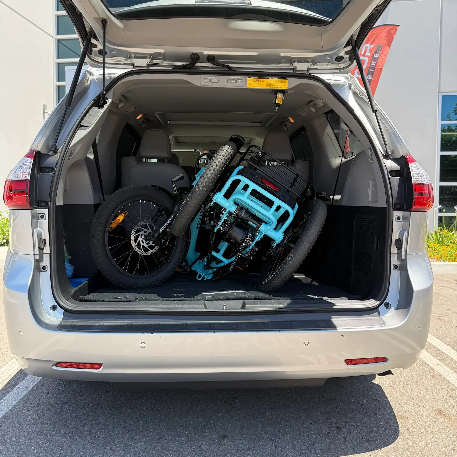 Folding etrike folded and put in the car