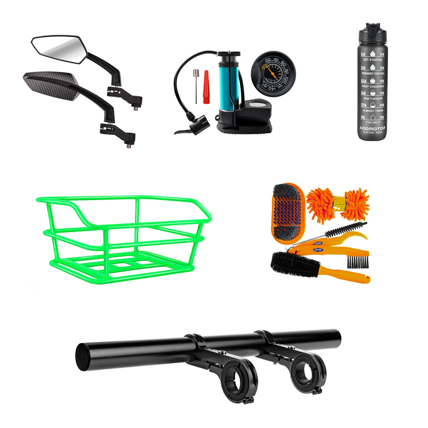 Arisetan Pack (Mirrors, Rear Rack, Cleaning Tools, Bike Pump, Water Bottle, Bracket Holder Extender)