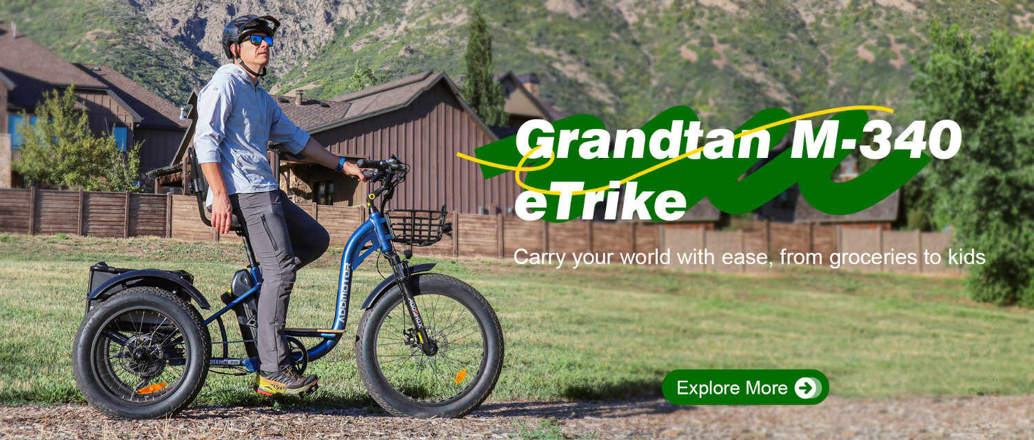 Electric tricycle riding banner