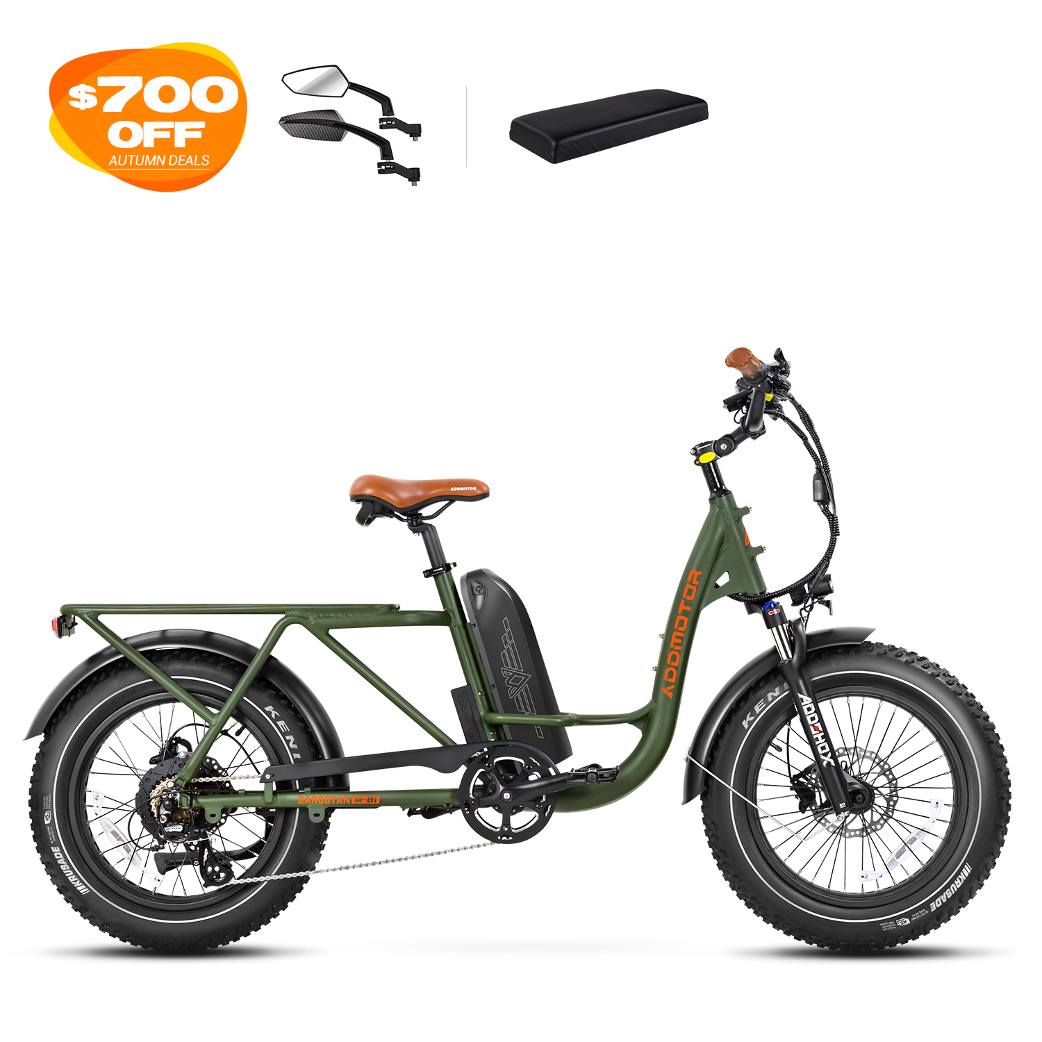 Fat Tire Go Outdoors Ebikes Addmotor M-81 Step Through Cargo