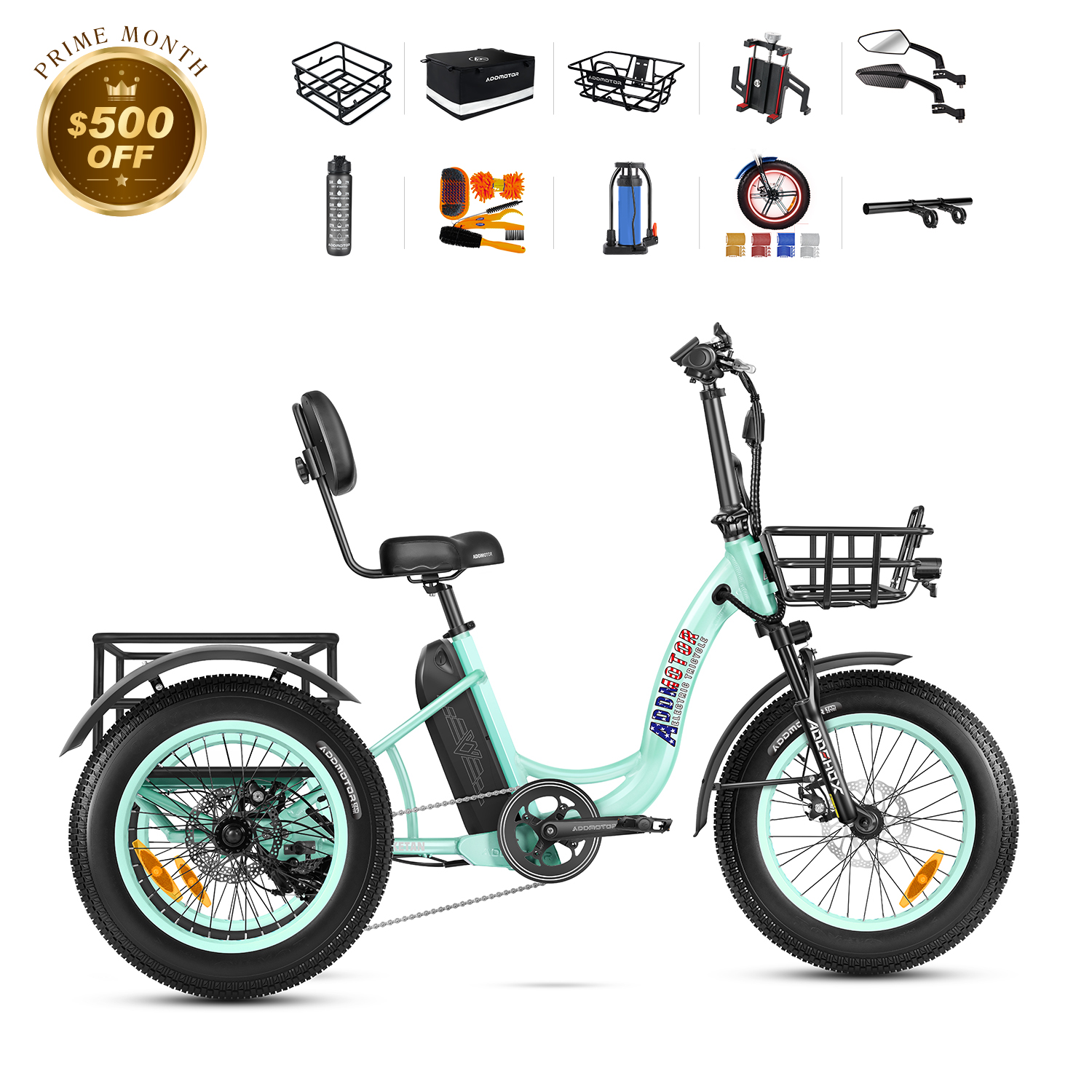 Tire Tricycle Used For Triketan M-330 Electric Trike Step-Thru Fat Tire  Electric Trike