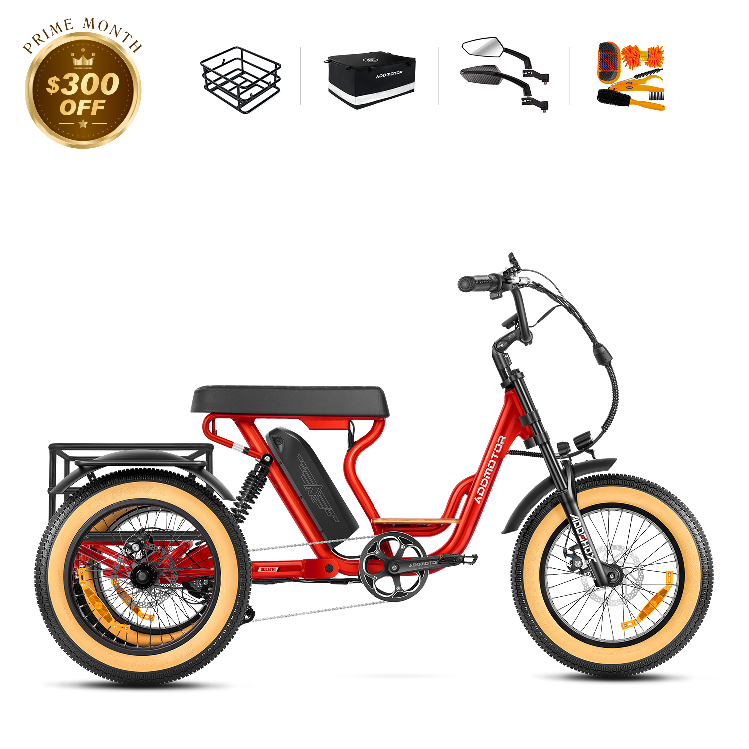 Soletri M-366X Full-Suspension Etrike Banana Seat Trike