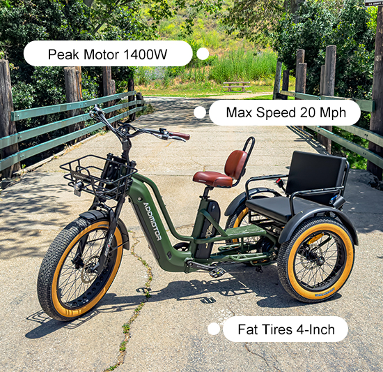 3 wheel bicycle with 2 seats Speedy Lite Folding Electric Bike for Adults Specification Pre Assembled Three Wheel Cruiser Bike Two-Seater