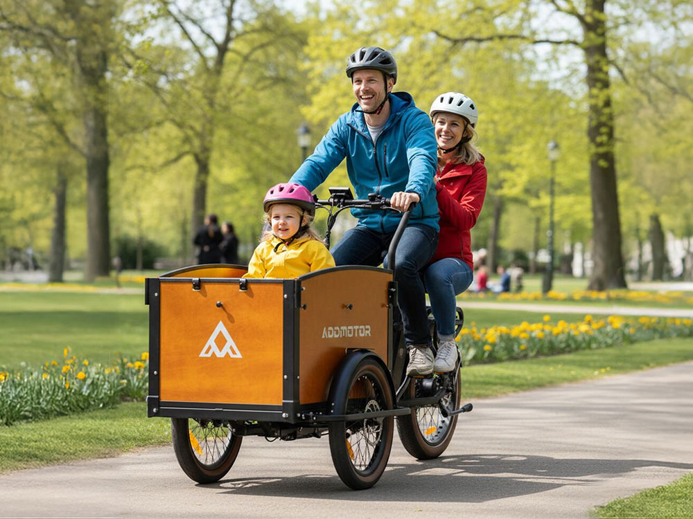 addmotor e325 electric family bike spring park ride