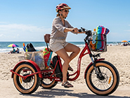 A versatile tilt-steer electric trike adapts to daily life, showing the tilting tricycle electric design parked and ready for any ride.