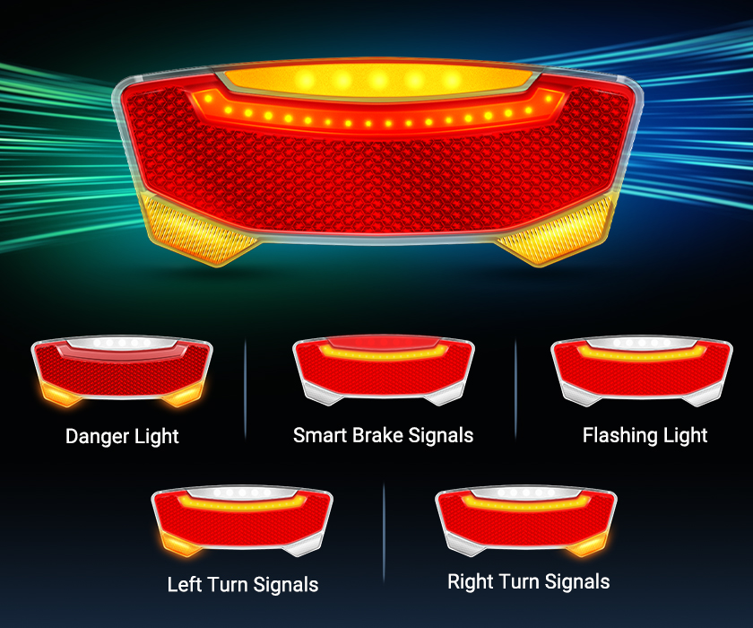 EB 2.0 integrated lighting system featuring a brake-sensing tail light for enhanced road safety.
