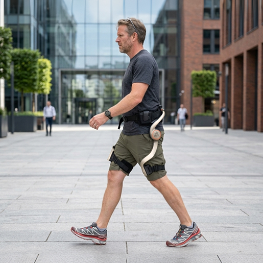 Addmotor Cybergen Carego Exoskeleton assisting senior walking
